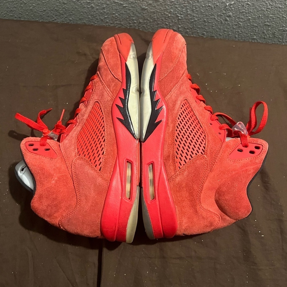Red Suede High-Top Sneakers Retro 5 Red Suede Nike men size 13 - Picture 7 of 7